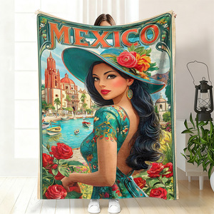 Couverture en flanelle à motif floral de crâne mexicain, couverture de sieste super douce, lavable en machine pour la chaleur hivernale, impression personnalisée - Product Image 2