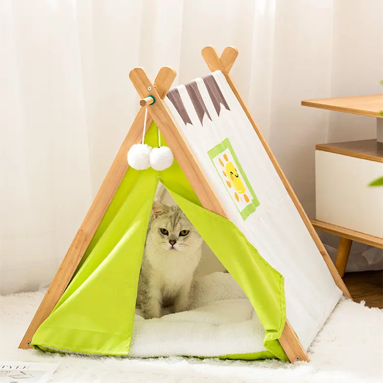 Cama de cachorro personalizada de estilo coreano, tenda para animais de estimação, moldura de madeira sólida, estilo coreano, casa para gatos