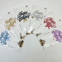 Hot Selling Cursive Plastic 3D Alles Gute zum Geburtstag Baby party Cake Topper Süße Kuchen Pick für Geburtstags torte Dekor