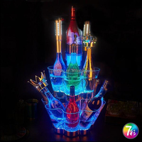 Support de bouteille de champagne lumineux à 3 niveaux détachable pour boîte de nuit, éclairage RGB, support rotatif, seau à glace LED
