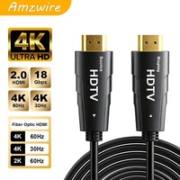 Kabel AOC HDMI 2.0 4K 60Hz 18Gbps Lossless Active Optical Fiber HDMI Ultra Slim HDR Zero Latency untuk Home Theater 10m-100m
