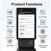 Todo en uno 15,6 21,5 pulgadas pantalla táctil capacitiva Android quiosco escritorio autoservicio quiosco impresora Pos máquina para restaurante