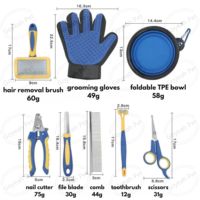 8 paquets d'outils de toilettage bleus pour animaux de compagnie, ciseaux, brosse d'épilation, peigne, coupe-ongles pour chiens et chats