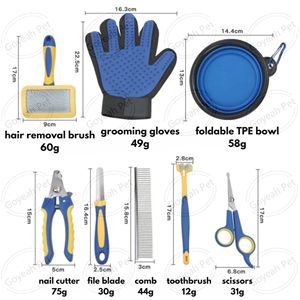8 paquets d'outils de toilettage bleus pour animaux de compagnie, ciseaux, brosse d'épilation, peigne, coupe-ongles pour chiens et chats - Product Image 2