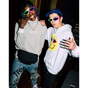 Novità verde rosa Patchwork occhiali da sole triangolari asimmetrici da ballo per feste occhiali da Bar Roy Purdy stesso stile occhiali Hip-Hop - Product Image 6