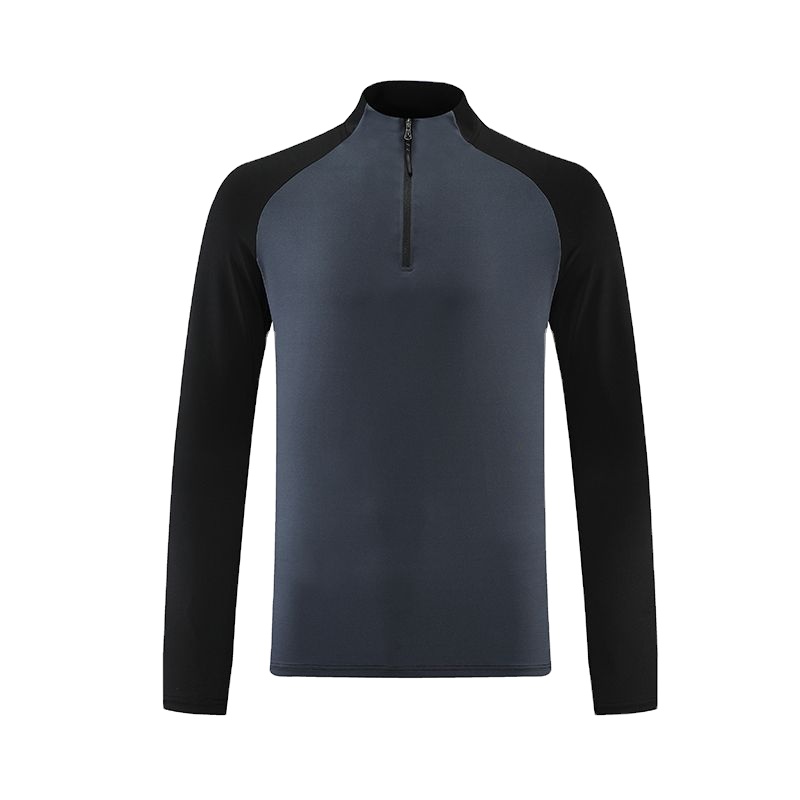 Aoyema Hot Sale Outdoor Long Sleeve Stand Collar Running Sports Fitness Breathable Quick Drying Half Zipper Stretch Top for Men