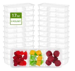 5 Pcs Set Food Grade PP Rectangular <b>Stackable</b> Meal Prep <b>Storage</b> Picnic Travel Portion Control Snack <b>Container</b> - Product Image 2