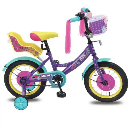Sepeda roda tiga 12 inci 14 inci, mainan roda tiga, kursi ganda, roda tiga untuk anak-anak