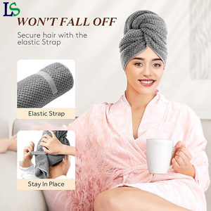 Biểu Tượng Tùy Chỉnh Thiết Kế Salon Dày Siêu Thấm Khô Nhanh Chóng Turban Bọc Tóc Khô Khăn Với Ban Nhạc Đàn Hồi - Product Image 6