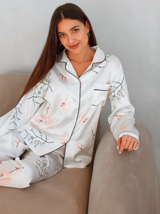 Pijama erótico de 2 piezas con logotipo personalizado RUS, conjunto de pijama sexy de lujo con encaje para mujer, pijama de satén para mujer, ropa de dormir floral, gran oferta - Product Image 3