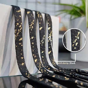 Lacets de chaussures Factory Fit <span class=keywords><strong>AF</strong></span>, couleur or et argent, effet encre éclaboussée, lacets colorés au laser, lacets plats de 8 mm de large pour baskets, lacets métalliques éblouissants - Product Image 3