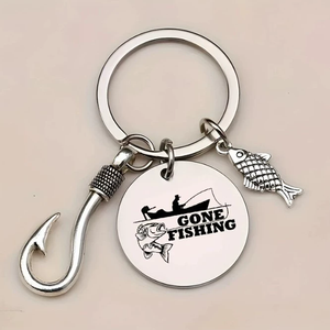 Llavero de pesca elegante, llavero de acero inoxidable, llavero ligero y resistente al agua, <span class=keywords><strong>regalo</strong></span> <span class=keywords><strong>para</strong></span> <span class=keywords><strong>papá</strong></span>, novio, marido - Product Image 3