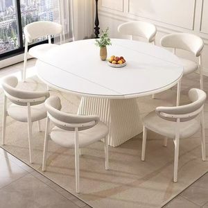 Tavolo da Pranzo Allungabile in Legno Massello, Ovale e Trasformabile, <span class=keywords><strong>Arredamento</strong></span> Minimalista Salvaspazio per Hotel e Piccoli Appartamenti - Product Image 1