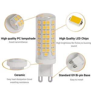 G9 Led Bulb Ac120v No Fliker 2700k-6500k Corn Bulb Ceramic Lamp Body Fast Heat Dissipation High Brightness Light Source