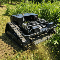 Tondeuse à gazon télécommandée sur chenilles 224cc à essence, tondeuse tout-terrain pour pentes, machine de coupe d'herbe pour fermes et pâturages