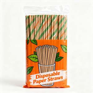 หลอดกระดาษใช้แล้วทิ้ง ผลิตในจีน สำหรับฮาโลวีน เป็นมิตรกับสิ่งแวดล้อม พิมพ์ลายมะพร้าว สีฟ้า สีเขียวธรรมดา หลอดกระดาษใช้แล้วทิ้ง - Product Image 1