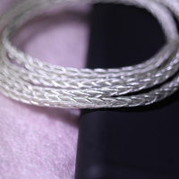 HAKUGEI Câble Tressé 8 Fils Litz Cuivre OFC Plaqué Argent (OD:3.2mm)