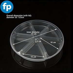 Boîte de rangement pour collations en plastique PET à 6 compartiments avec couvercle, plateau divisé pour bonbons et noix, boîte de service jetable de qualité alimentaire pour fruits et biscuits - Product Image 3