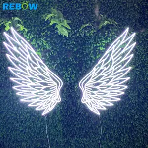 Wedding Background Wall Hanging Wing Shape Neon Signage Custom Led Angel Fairy Wings Neon Sign For Shop Advertising