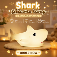 Lampe de chevet LED en silicone rechargeable USB pour enfants, motif requin mignon, cadeau de Noël pour chambre d'enfant