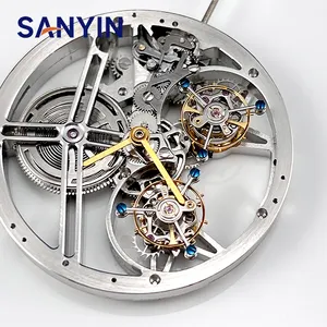 SANYIN High Quality Double Tourbillon OEM Factory Modified Accurate Automatic Mechanical Skeleton Watch Parts Movement