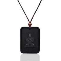 Nouvel Arrivage Collier de Santé Bouddha Assis Rectangulaire Tournesol Pierre de Lave Breloque Énergie Nano Quantique Ions Négatifs Cadeau Unisexe