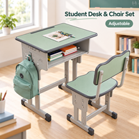 Ensemble bureau et chaise réglables sur mesure avec chaise en bois, plastique ou rembourrée pour projets de mobilier scolaire