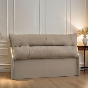 Upholstered Modern Minimalist Luxury Single Headboard Genuine Leather Solid Wood <b>Backrest</b> Floor Standing Bedroom Use - Product Image 1