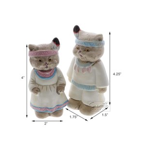 Salière et poivrière en céramique porcelaine pour <span class=keywords><strong>chat</strong></span> Cadeau pour amoureux des chats avec coiffe - Product Image 2
