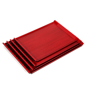 ถาดเสิร์ฟทรงสี่เหลี่ยมสีแดงลายเส้นสำหรับอาหารโรงแรม กาแฟ ชา - Product Image 3
