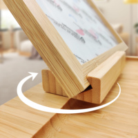 Mesa de Centro Rectangular Grande de Bambú con Soporte para Teléfono, Patas Plegables, Bandeja para Aperitivos en el Reposabrazos del Sofá, Almacenamiento, Fácil de Limpiar, Muebles para Sala de Estar