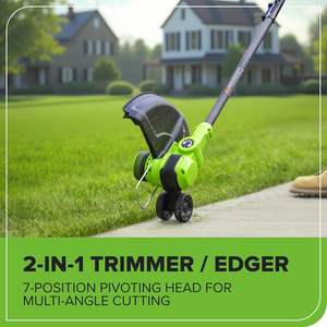 Greenworks 24V 13\" Brushless Cordless String Trimmer/<strong>Weed</strong> <strong>Wacker</strong> + Edger Includes 20 Blades Industrial Electric Green - Product Image 2