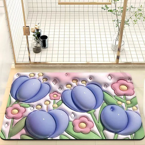 Sweet Baby Cartoon Bath Mat Pink Rectangle Absorbent Quick Dry Machine Washable Home Use - Product Image 3