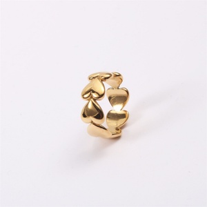 Custom Minimalist Tarnish Free Heart <b>Ring</b> <b>Finger</b> Jewelry, Stainless Steel Gold <b>Rings</b> for Women - Product Image 5