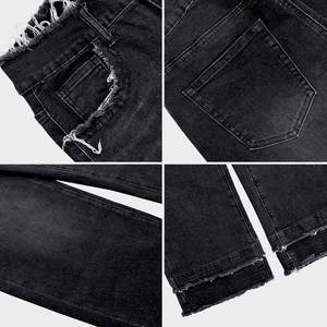 Jeans en denim taille haute extra longs sur mesure OEM pour <span class=keywords><strong>femme</strong></span>, noirs, décontractés, style droit boutonné, design tendance, prix usine - Product Image 5