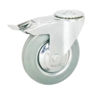 New Product Industrial Castor <b>Wheel</b> Steel Core Roller Bearing Durable Swivel Brake Grey Rubber Steel Material Competitive Price - Product Image 3