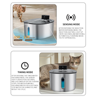 Fontaine à eau carrée pour animaux de compagnie 4L, en acier inoxydable 304, avec capteur sans fil, distributeur automatique pour chats et chiens, rechargeable, vente en gros OEM