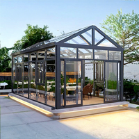 Kit de pavillon mural de luxe en métal pour jardin extérieur, serre de jardin, patio, cour, verrière, hangar incliné pour maison et cour, toutes saisons