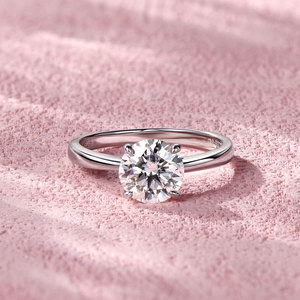 Anillo de Boda de Cuatro Garras <span class=keywords><strong>para</strong></span> Mujer con Moissanita de 8mm y 2ct y 2mm, Conjunto de Joyería de Moda con Engaste de Garras <span class=keywords><strong>para</strong></span> Parejas Recién Casadas, Venta Caliente - Product Image 4