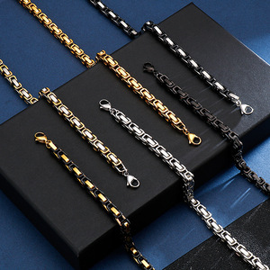 Joias de Moda de Alta Qualidade Atacado Colar de Corrente Bizantina em Aço Inoxidável 316 Banho de Ouro 14K 18K para Homens à Prova d'Água - Product Image 3