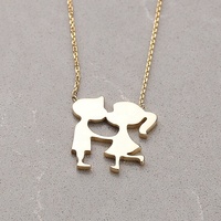 Collier MECYLIFE en or 14 carats pour couple, avec lettres, motif mignon d'embrassés garçon et fille
