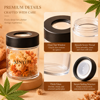 Pot de conservation en verre transparent 2oz 3oz 4oz, bocal en verre avec couvercle à vis et fenêtre de visualisation noire pour épices, fleurs séchées, aliments secs