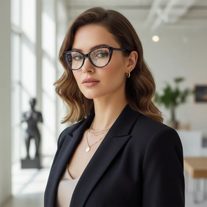 <span class=keywords><strong>Gafas</strong></span> <span class=keywords><strong>Graduadas</strong></span> de Diseño para Mujeres Jóvenes y Modernas, Monturas de Acetato Azul de Lujo - Product Image 3