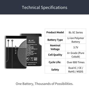 Batería BL-5C de 600 mAh para <span class=keywords><strong>Nokia</strong></span> 3110c 1100 <span class=keywords><strong>1110</strong></span> 1200 1600 2300 2600 2610 2626 3100 3120 6230 |   Certificado CE |   Precio Bajo - Product Image 4
