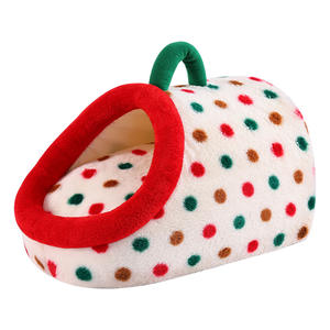 Cama Portátil para Perros y Gatos en Oferta, Diseño de Lunares Coloridos, Invierno, Gruesa, Cálida, Cerrada, Amplio Espacio, con Sensación de Seguridad - Product Image 4