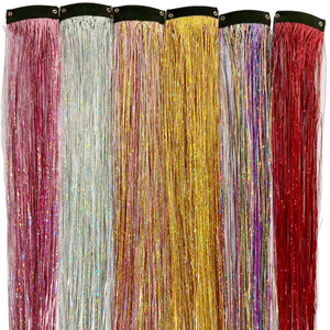 Extension per <span class=keywords><strong>Capelli</strong></span> Fai-da-Te da 20 Pollici, Clip per <span class=keywords><strong>Capelli</strong></span> Luccicanti Arcobaleno, Extension Colorate Blu Viola <span class=keywords><strong>Rosa</strong></span> con Glitter per Ragazze e Bambini - Product Image 5