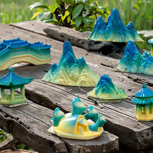 ชุดบ้านเด็กสไตล์จีนสะพานเทียมเรือหินหินสำหรับบ่อน้ำหินบนภูเขาทางเดินทางเดินภูเขา - Product Image 1