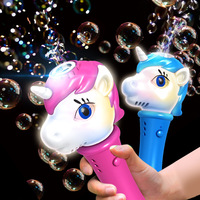 Nouvelle machine à bulles licorne lumineuse, électrique, entièrement automatique, bâton à bulles portatif, jouet pour enfants