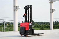 Apilador Eléctrico Solreign CDD de 1.5t y 4m con Plataforma para Operador, Elevador de Palets para Almacén, Batería de Litio de 48V, Desplazador Lateral Hidráulico