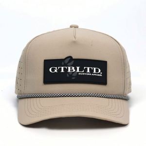 Popular <b>Khaki</b> Color Custom Pvc Patch Waterproof Laser Cut <b>Hats</b> Rope Drilling <b>Hat</b> - Product Image 2